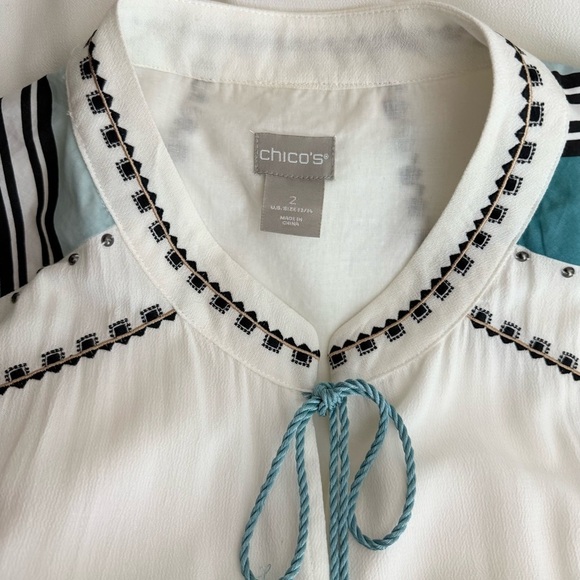 NWOT Chico’s | Tassel Tie Jacket Large Beaded Embroidered Long Sleeves - Picture 6 of 10